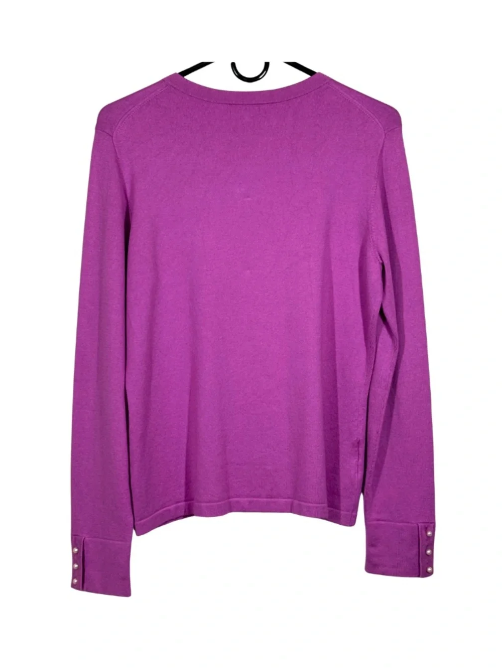 Ann Taylor Women's M Magenta Pearl Button Cardigan Silk Cashmere Blend